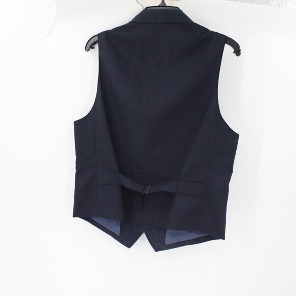 John Varvatos Vest Men 38 Linen Cotton Plaid Sleeveless Collared Waistcoat gilet - Picture 5 of 14